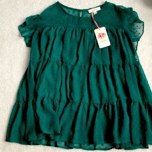 Forest green Entro tiered blouse